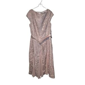 Kay Unger | Dresses | Kay Unger Womens Dress Angelina Aline Floral Lace Midi  Belted Waist Pink 4 Nwt | Poshmark